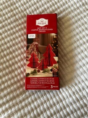 Holiday Time Red Paper Honeycomb Tree Trio